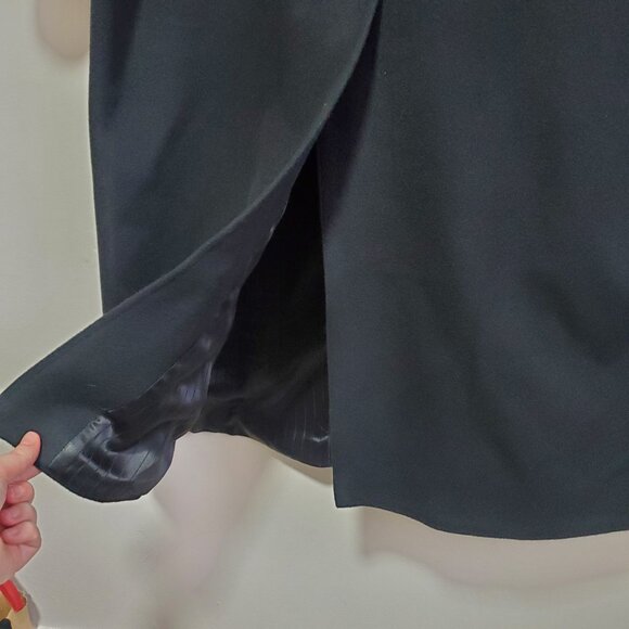 DIESSE Vintage Cashmere Wool Blend Duster Pea Coat Trench Jacket Black Womens XL - Picture 8 of 16